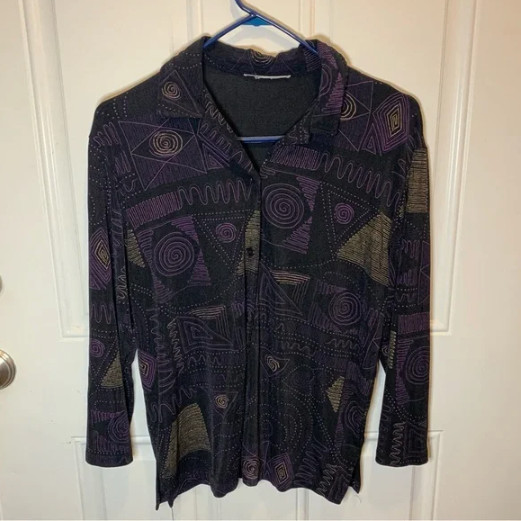 Abstract Geometric Patterned Print Long Sleeve Co… - image 1