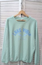 Simply Southern "Lake Vibes" Sz XL Women's Green Blue Pullover Sweatshirt