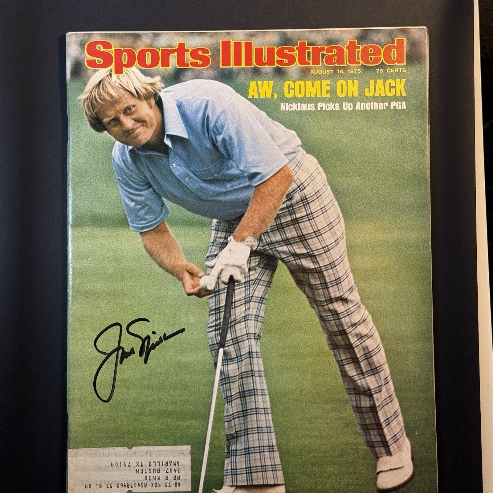 Jack Nicklaus Signed Sports Illustrated Aug 18 1975 PSA LOA Autographed Golf HOF view 1