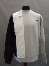 Lacoste SH0169 Grey Colour Block Crew Neck Pullover Sweatshirt BNWT