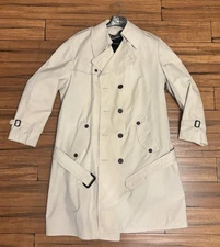 VTG Sterlingwear of Boston All Weather Coat Beige Trench Zip Out Liner USA 42R