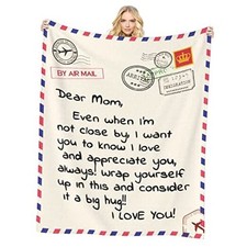 Throw Blankets Anniversary Birthday Gift for Mom from Daughter Son, Dear Mom
