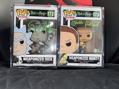Rick and Morty Funko Pops Signed by Creators Justin Roiland Dan Harmon with COA