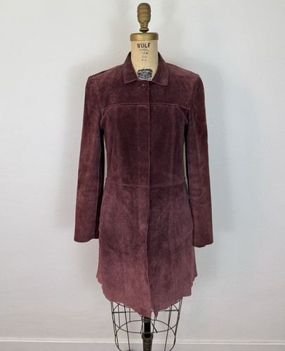 Vintage Y2K 2000’s Mauve Suede Lightweight Trench Coat Size Small John Carlisle