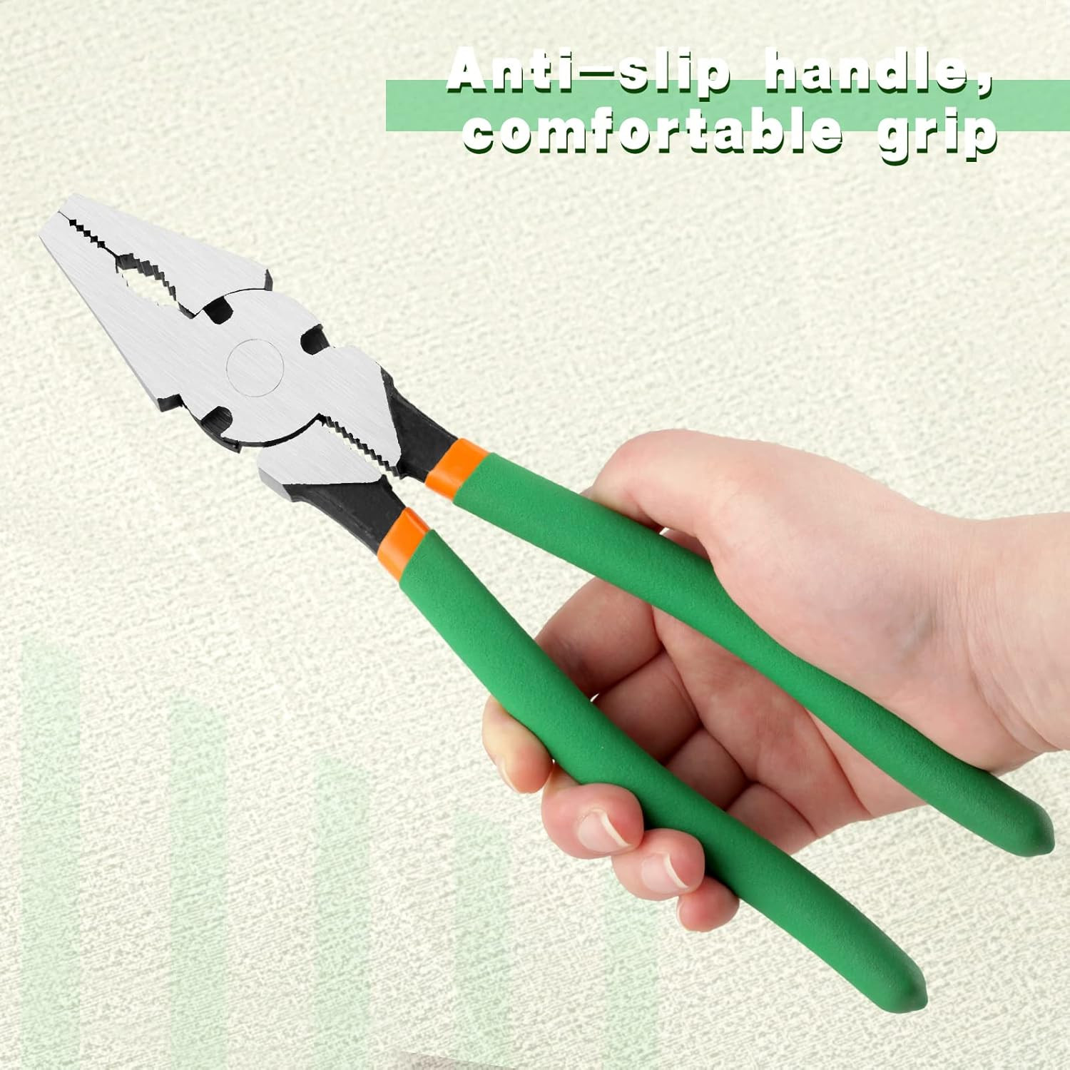 10 Inches Fencing Pliers Fence Tool Flat Nose Orange-green 