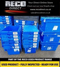 5  x LARGE USED TOTE BOX / ATTACHED LID CONTAINER / CRATE 600x400x300mm VGC