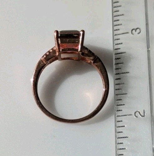 Watermelon Tourmaline Ring 925 Sterling Silver Rose Goldplate Sz 7.7 12x8mm READ - Picture 5 of 8