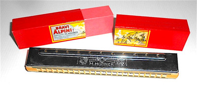 BRAVI ALPINI M. Hohner 70s Germany Mouth Harmonic in Box Great Used