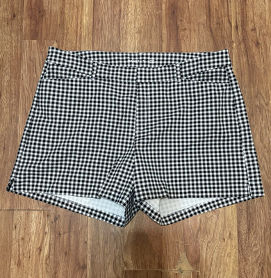 Old Navy Black White Gingham High Rise Pixie Chino Shorts Women's 100% Cotton