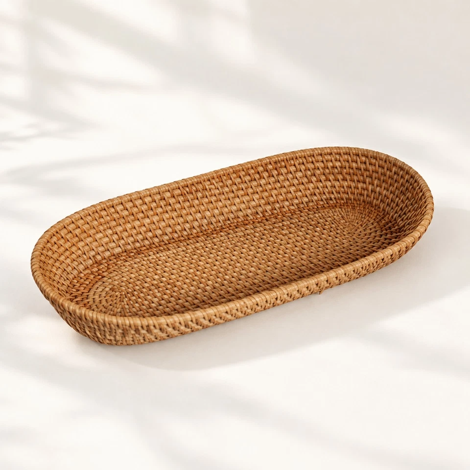 3 Pieces Handwoven Rattan Tray Slim for Coffee Tables, Desktop - Bild 2 von 4