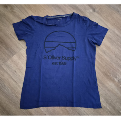 s.Oliver Herren T-Shirt Blau Gr. L - Druckgrafik Logo Supply