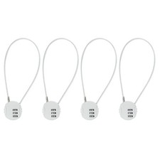 4 Pack 3 Digit Combination Lock 1.31Ft Wire Cable, Round Helmet Padlock Silver
