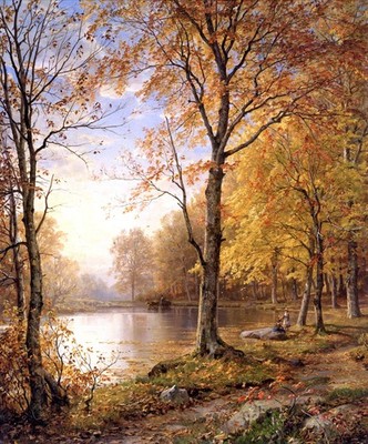 Archive Cinema 'Autumn Forest Lake' Landscape Poster -- Large 24'' x 21'' Wall Art