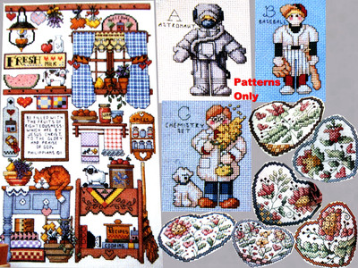 Kitchen Corner Righteousness Sampler ABC Boys Floral Heart CROSS STITCH PATTERNS