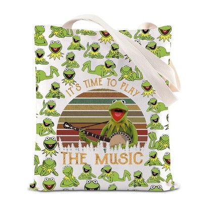 FOTAP Comedy Movies Inspired Shoulder Bag Frog Lovers Tote Play the Music T 