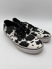 VANS Cow Print Lace Up Black White Low Top Sneakers Size 8 Womens Athletic Shoes