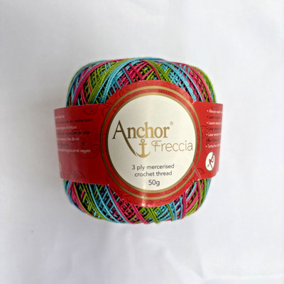 Anchor Freccia 12 mercerisierter 3fädiger Faden - 50g Kugel 09663 grün blau pink lila