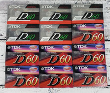 Lot of 12 Factory Sealed Blank TDK D60 IECI/Type I High Output Cassette Tapes