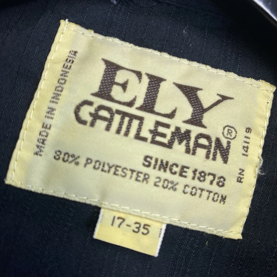 Camisa a Presión Perla Ely Plains De Colección Para Hombres XL 17 35 Negra Vaquera Western RanchWear Foto 3 de 4