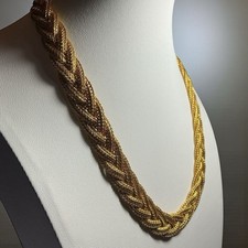 Vintage Napier Gold Tone Braided Chain Necklace, Woven Rope Design