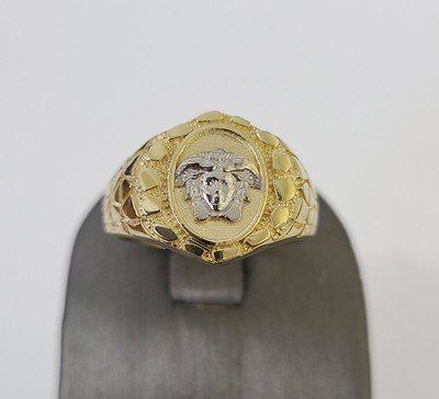 10k Medusa Head Ring Yellow Gold Men Real Genuine