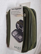 Tech Organizer, 8x5.25 Inch Travel Pouch For Electronics, 9 Compartments