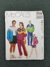 McCall's Pattern #7611 ~ Fitness Jacket Pants Shorts ~ Mens Misses Large ~ FF/UC