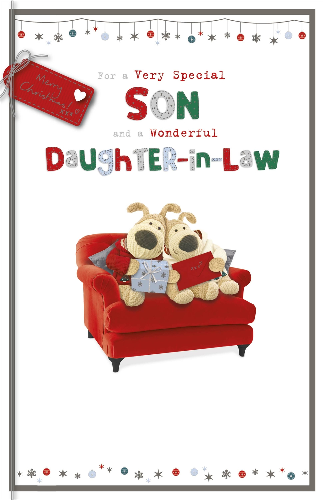 Boofle Son & Daughter-In-Law At Christmas Greeting Card Embellished Xmas Cards