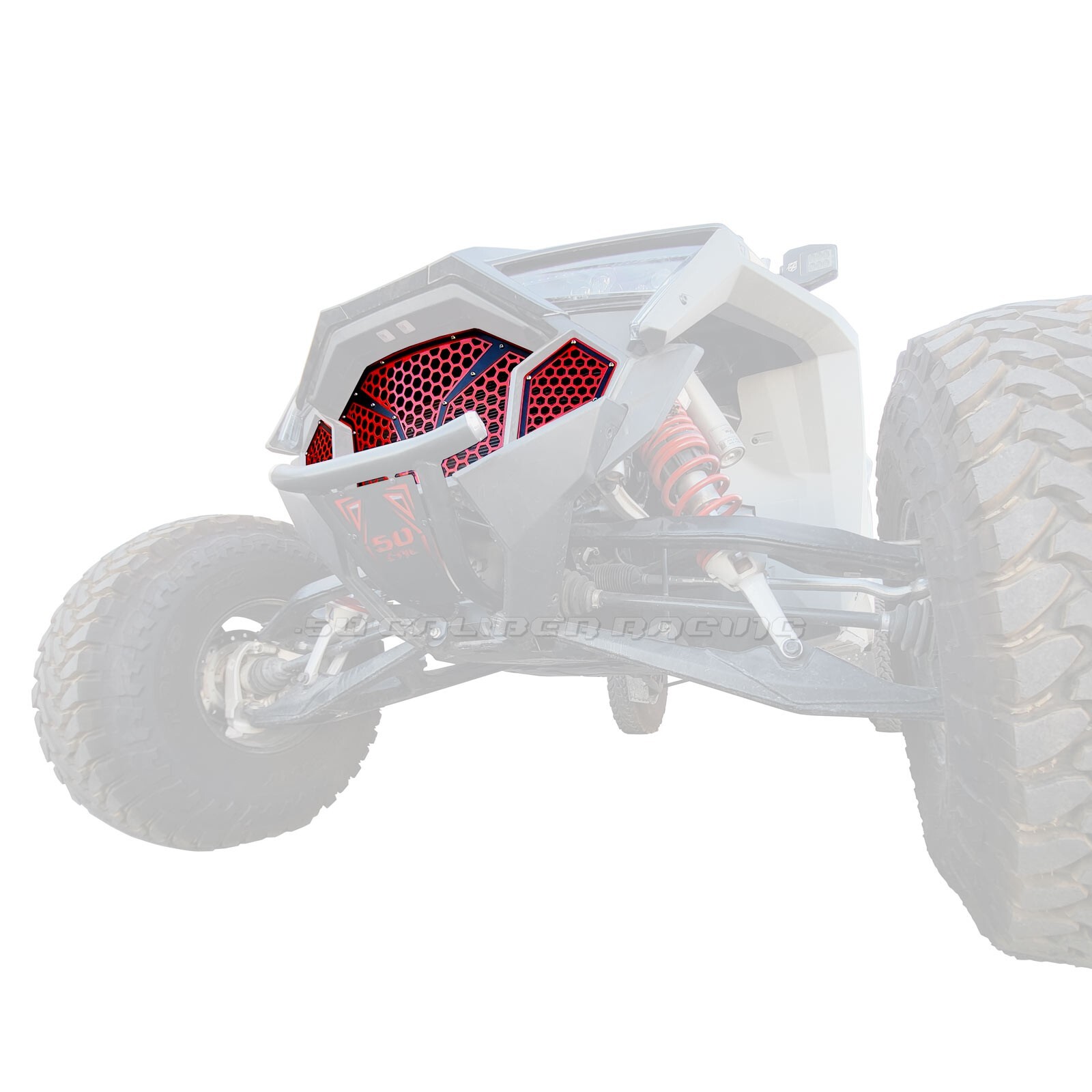 50 Caliber Racing Front 3pc Red/Black Custom Billet Grille Polaris RZR ...