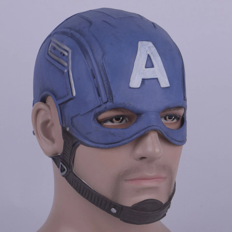 Cosplay Captain America Mask The Avengers Steven Latex Adult Helmet Halloween - Image 3 of 4