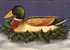 Unused Vintage MALLARD Duck Decoy CHRISTMAS Greeting CARD Abigail Adams Equinox