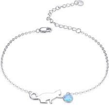 925 Sterling Silver Cat Bracelet Jewelry Gift for Women Girl