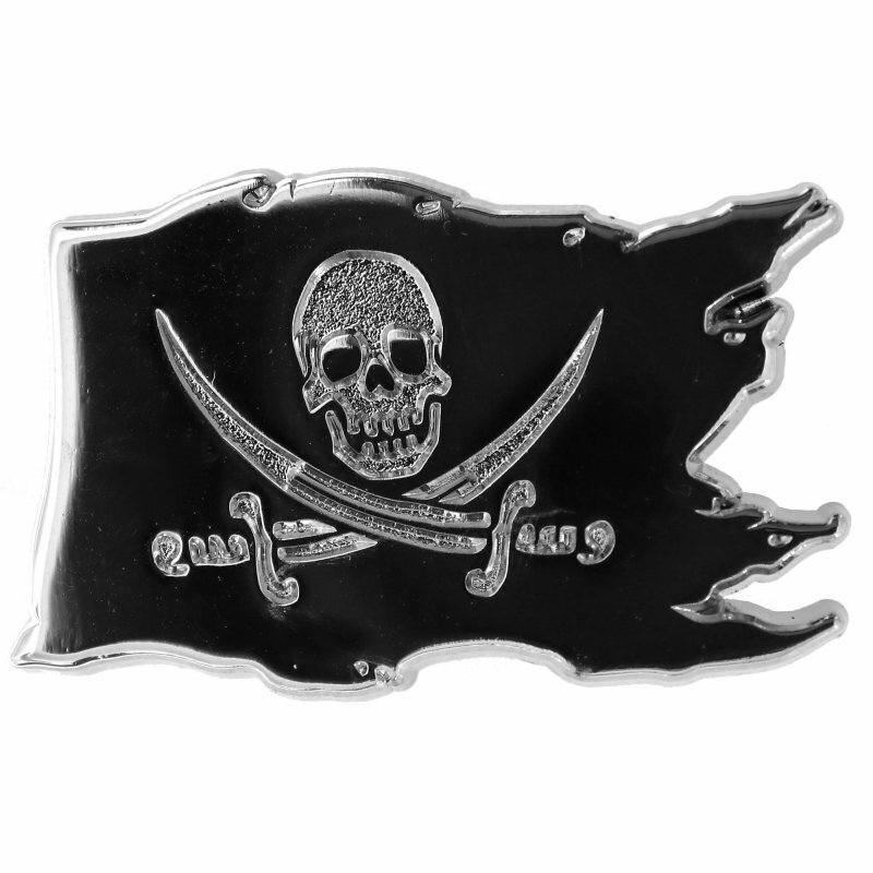 Pin For Lapel, Hat, Vest, Jacket, Pirate Flag Jolly Roger Skull Swords (Metal)