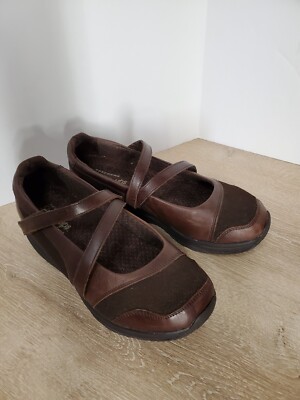 Skechers Shape Ups Brown Leather Mary Jane Rocker Toning