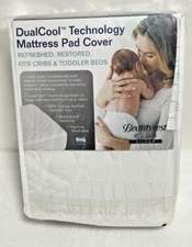 Beautyrest Kids Silver Dual Cool Technology Mattress Pad Cover Baby Crib 52x28