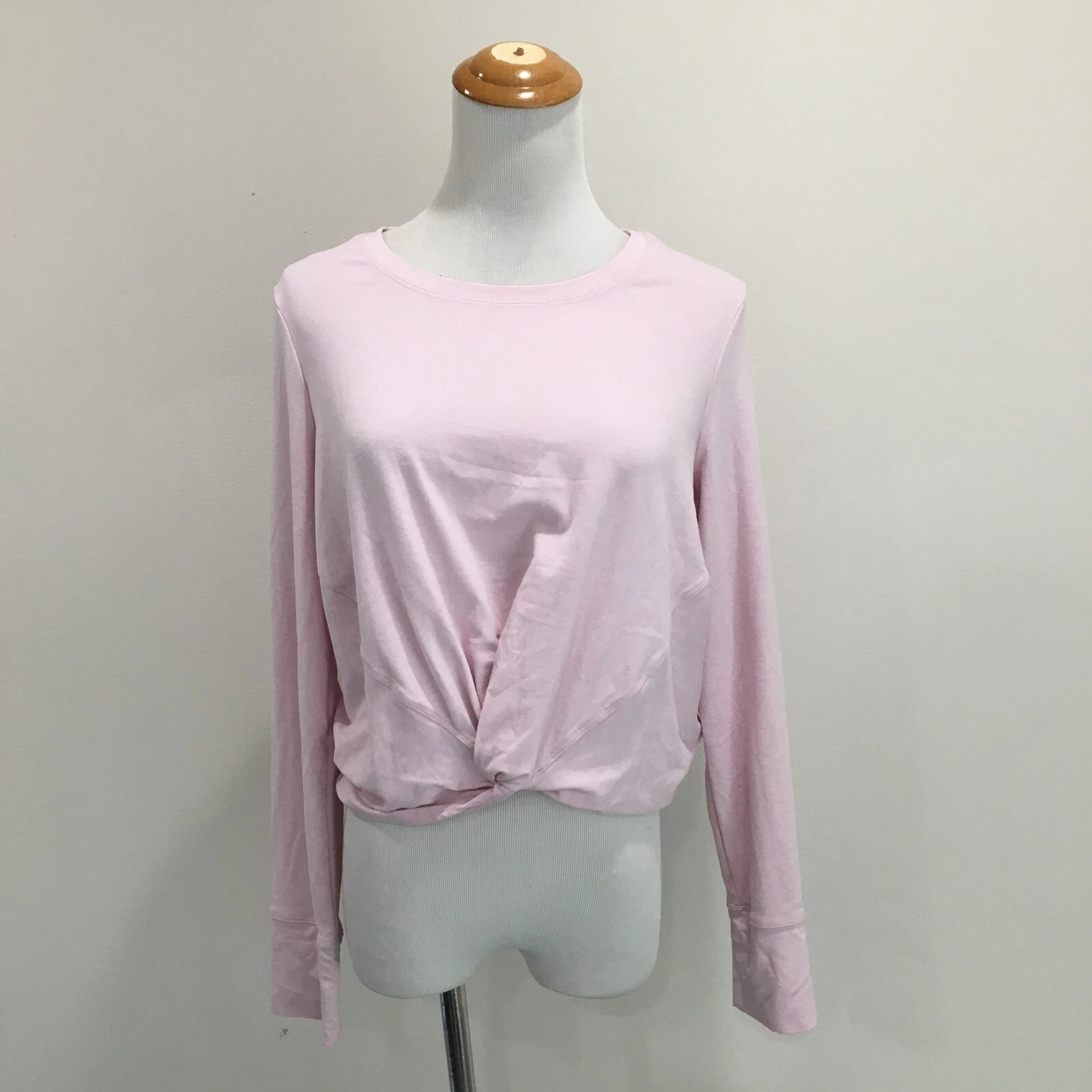 yogalicious knot front hem long sleeve shirt