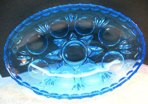 Vintage Ice Blue Anchor Hocking?? Candy/ Dessert Dish 6.5"  EUC