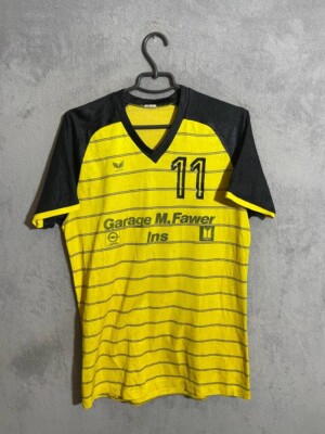 Erima Switzerland Vintage Football Shirt Yellow Black Trikot Mens Size L