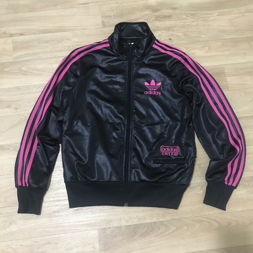 Adidas Originals Tracksuit Chile 62 Top Jacket women black PINK Stripes sz 40 M - Picture 1 of 12