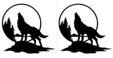Howling Wolf on Rock TWO Black Vinyl Decals Car Truck Windows Laptop Notebook