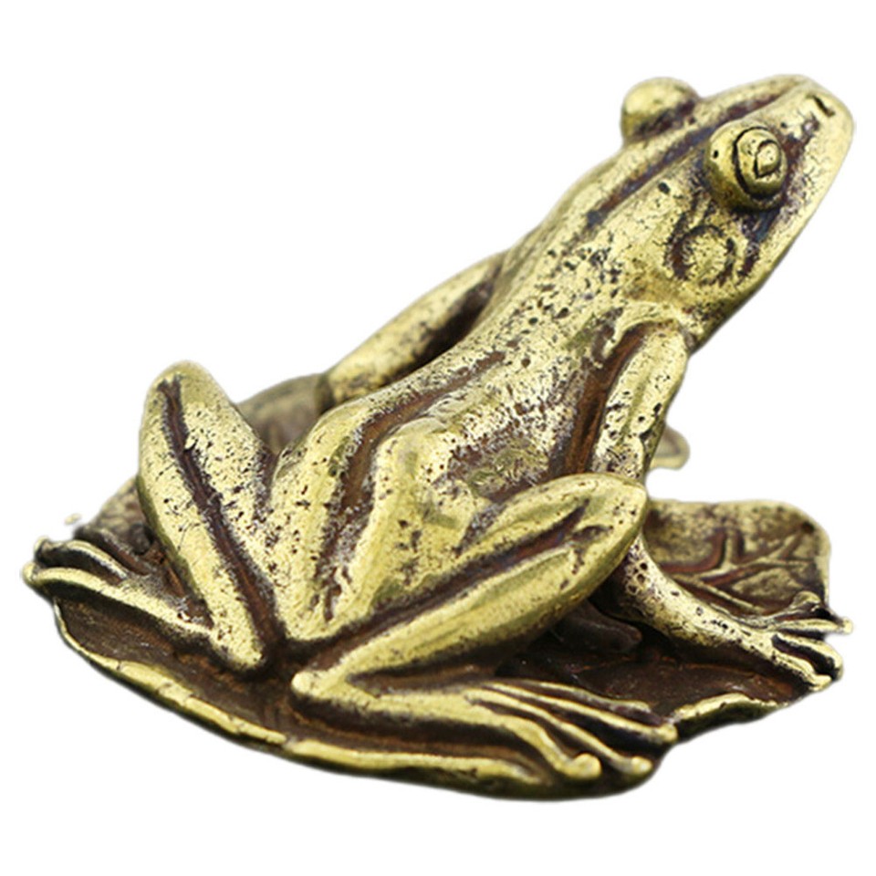 Antique Frog Statue Frogshape Tea Pet Brass Crafts Desktop Frog