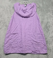 Match Point Top Womens Sz Purple Polka Dot Linen Tunic Lagenlook Lightweight