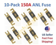 10-Pack Gold Plated 150 Amp 150A Car Stereo Audio ANL Blade Fuse Power Wire NEW