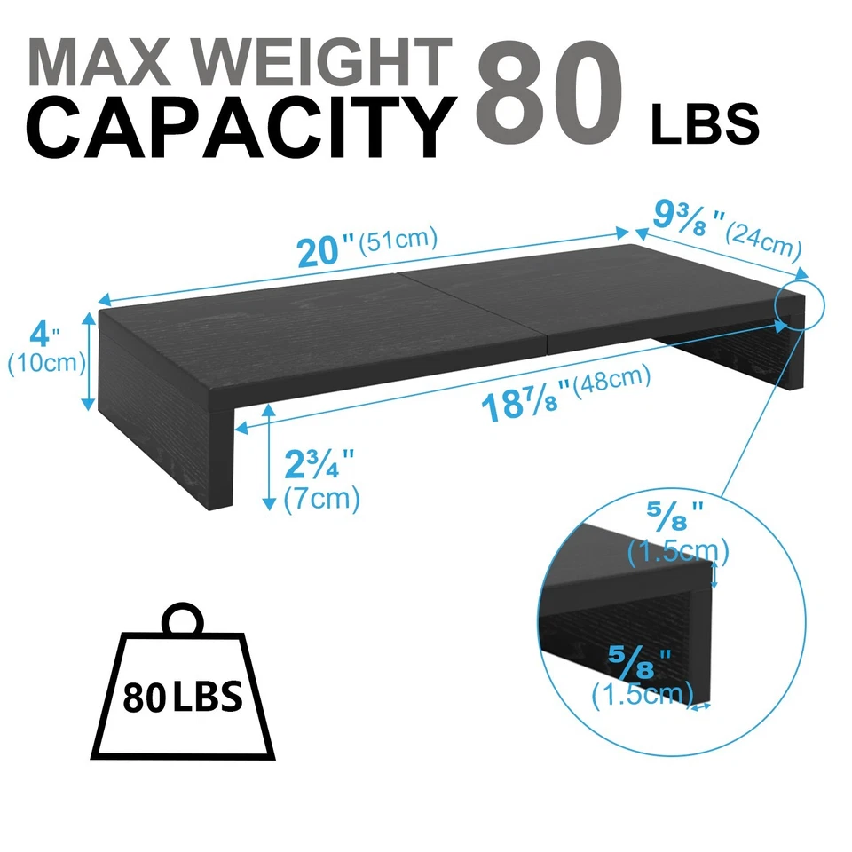 2 Pack Monitor Stand Riser-20 inch, Wood Monitor Stand for Desk Organization. - Image 2 of 4