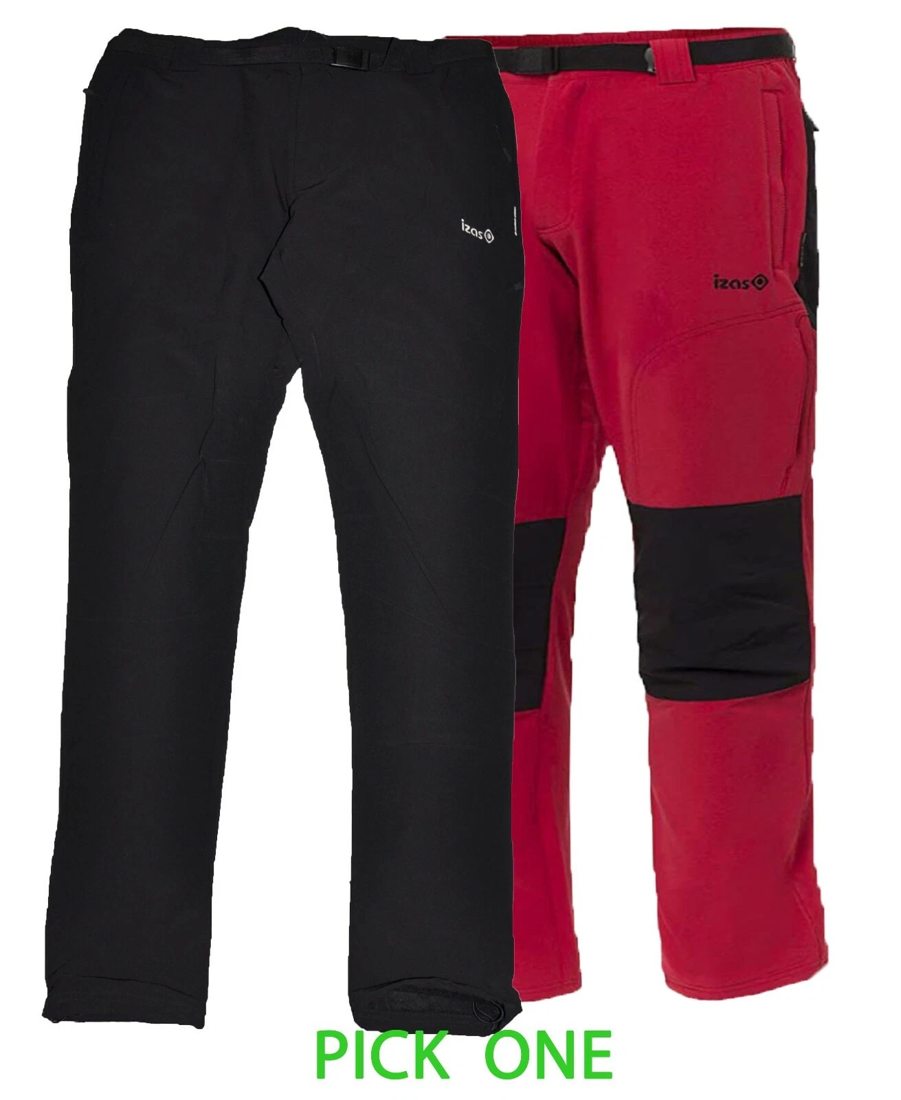 Izas Men Outdoor Waterproof Windproof Fleece Inside Belted Active Pants S,M,L,XL