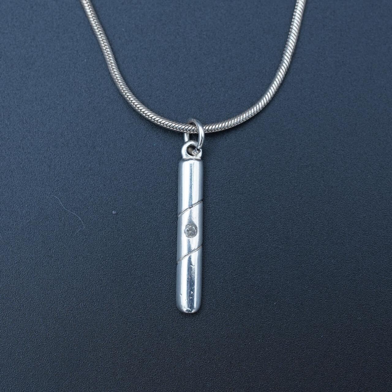 Vintage solid silver drop gem necklace - image 1