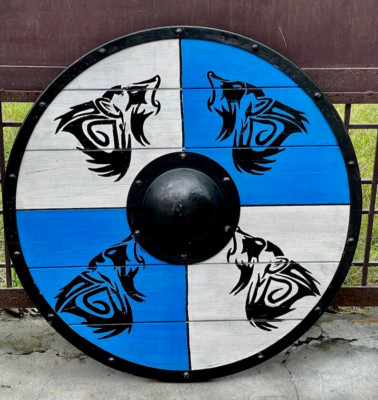 Valhalla 24'' Viking Shield Medieval Wooden Viking Shield/Wolf Viking Shield