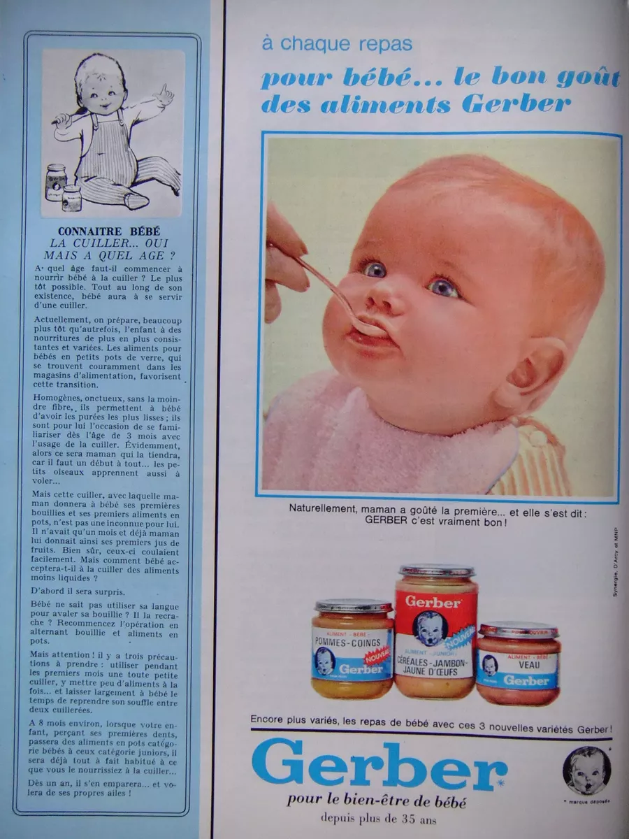 PUBLICIT 1968 PETITS POTS GERBER POUR LE BIEN TRE DE B B