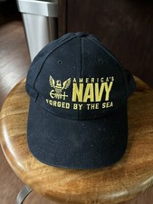 "America’s Navy Forged By The Sea" Ball Cap - Adjustable - Blue - USA Made -