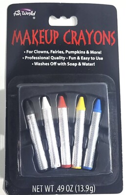  5ct Fun World Makeup Crayons - 5 Pack For Clowns, Fairies, Pumpkins & More